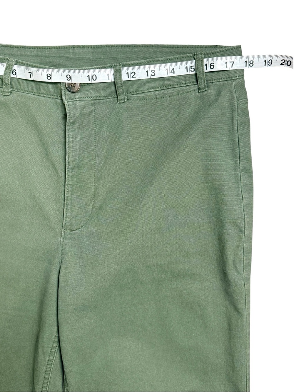 Old Navy Wide Leg Crop Pants Women’s 12 Sage Green Stretch Chino - Picture 4 of 8